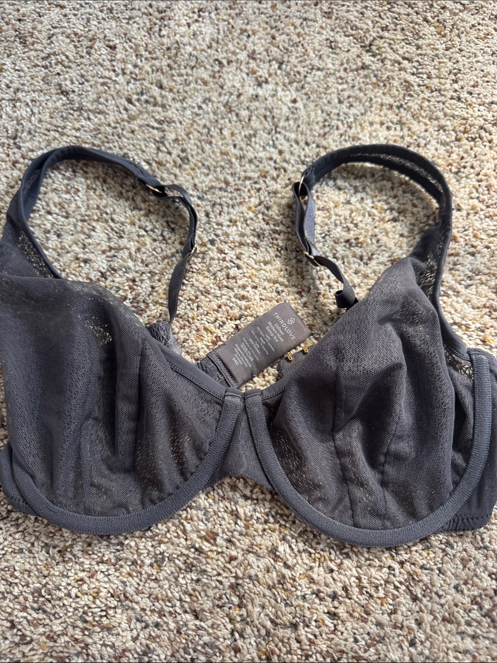 ThirdLove Charcoal Gray Sheer Underwire Bra